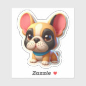 Sweet Kawaii French Bulldog Puppy with Blue Scarf Sticker (Vel)