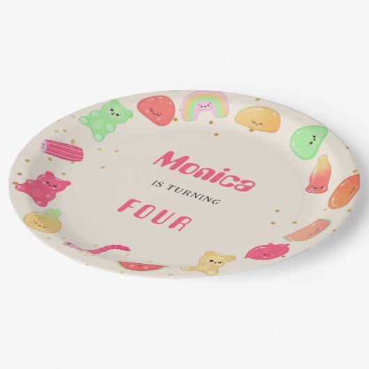 Sweet kawaii gummi snoepjes Verjaardag Papieren Bordje (Gekanteld)