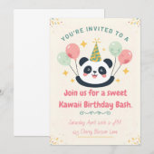 Sweet Kawaii Panda Birthday Bash Invitation Kaart (Voorkant / Achterkant)