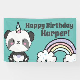 Sweet Kawaii Panda Unicorn Rainbow Birthday Spandoek