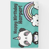 Sweet Kawaii Panda Unicorn Rainbow Birthday Spandoek (Verticaal)