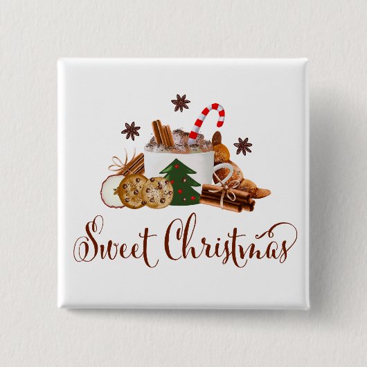 Sweet-kerst Frappuccino Cookie Cinnamon Art Vierkante Button 5,1 Cm (Voorkant)