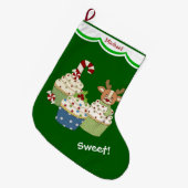 Sweet Kerstcupcakes, gepersonaliseerd Grote Kerstsok (Voorkant (Hangend))