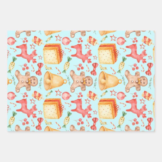 Sweet kerstkoekjes en Snoepjes Inpakpapier Vel (Voorkant)