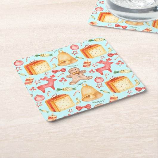 Sweet kerstkoekjes en Snoepjes Kartonnen Onderzetters (Schuin)