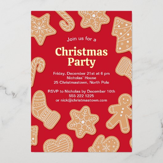 Sweet-kerstkoekjes Folie Uitnodiging (Voorkant)