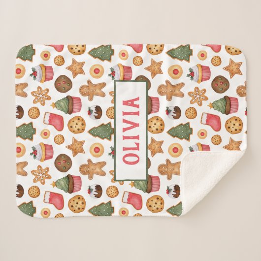 Sweet Kerstkoekjes Persoonlijke Baby Sherpa Deken (Voorkant (horizontaal))