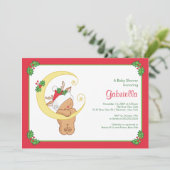 Sweet Kerstmis Baby shower Uitnodiging Baby Deer (Staand voorkant)