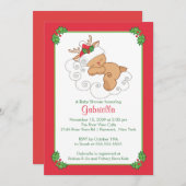 Sweet Kerstmis Baby shower Uitnodiging Baby Deer (Voorkant / Achterkant)