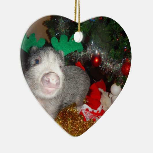 Sweet Kerstmis Mini Pig Heart Ornament (Rechts)