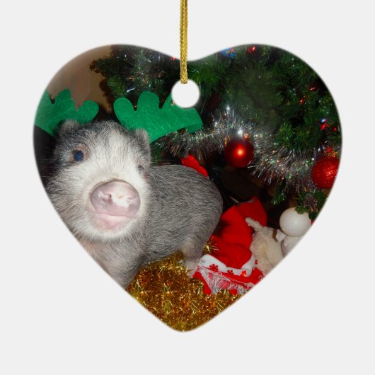 Sweet Kerstmis Mini Pig Heart Ornament (Achterkant)
