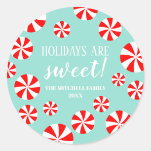 Sweet Kerstmis   Peppermint Snoep Holiday Ronde Sticker