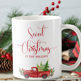 Sweet Kerstmis  Red Truck, Holiday Koffiemok
