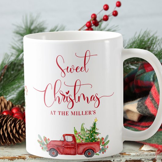 Sweet Kerstmis  Red Truck, Holiday Koffiemok