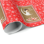 Sweet Kerstna Crescent Moon Red Snowflakes Cadeaupapier (Rol Hoek)