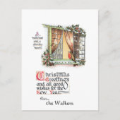 Sweet-kerstRobin op Snowy Window Briefkaart (Voorkant)