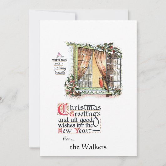 Sweet-kerstRobin op Snowy Window Feestdagenkaart (Voorkant)