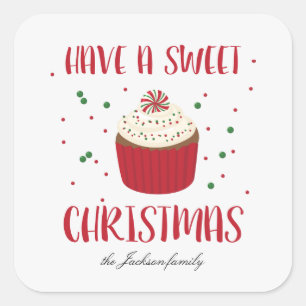 Sweet-kerstrood en groene feestdag sticker