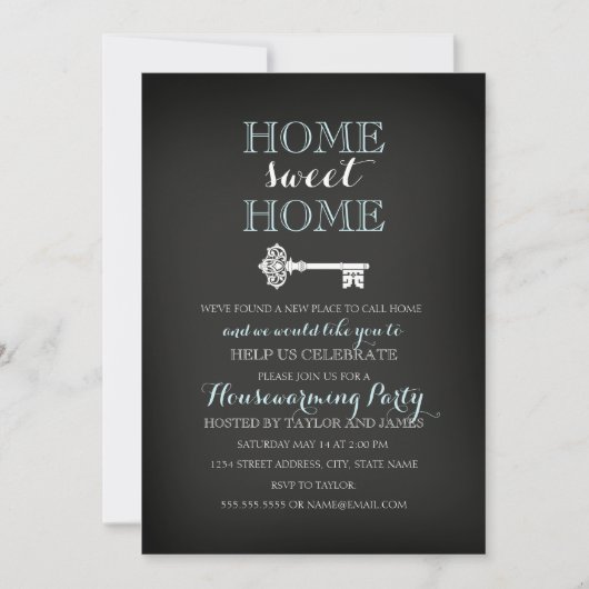 Sweet Key Chalkboard Housewarming Invite Kaart (Voorkant)