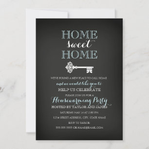 Sweet Key Chalkboard Housewarming Invite Kaart