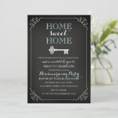 Sweet Key Chalkboard Housewarming Uitnodiging (Staand voorkant)