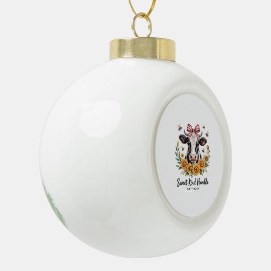 Sweet Kind en Humble Zonnebloem Koe Herfst Herfst  Keramische Bal Ornament (Links)