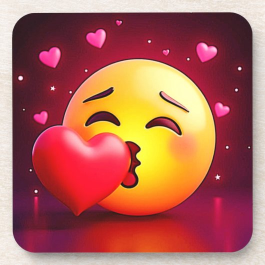 Sweet Kiss Heart Emoji Bier Onderzetter (Voorkant)