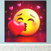 Sweet Kiss Heart Emoji Canvas Afdruk (Insitu (Houten vloer))