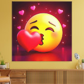Sweet Kiss Heart Emoji Canvas Afdruk (Insitu (Woonkamer))