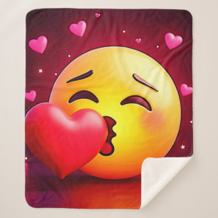 Sweet Kiss Heart Emoji Sherpa Deken