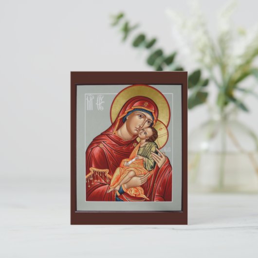 Sweet Kissende Moeder van God Prayer Card Briefkaart (Staand voorkant)