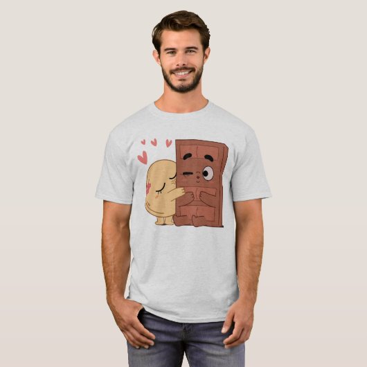 Sweet Kisses Choco Pannenkoek Valentijns Koppels L T-shirt (Voorkant volledig)