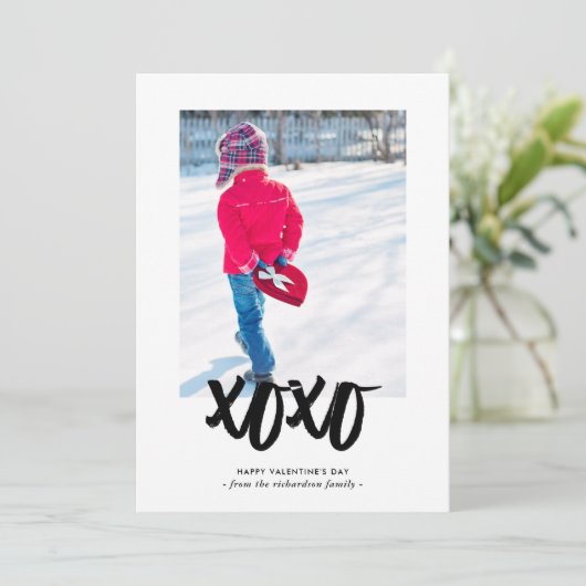 Sweet Kisses | Fijne Valentijnsdag met foto Feestdagenkaart (Staand voorkant)