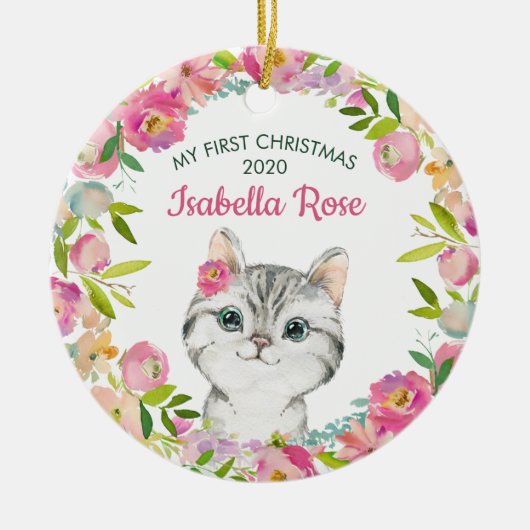 Sweet Kitten Baby's Eerste Kerstmis Ornament (Voorkant)