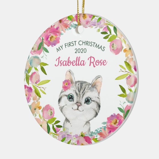 Sweet Kitten Baby's Eerste Kerstmis Ornament (Links)