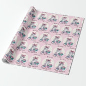 Sweet Kitten Big Pink Bow Verjaardagsnaam toevoege Cadeaupapier (Uitgerold)