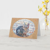 Sweet Kitten Cat Artsy Note Kaart (Gele Bloem)