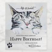 Sweet Kitten Cute Birthday Wine Label Wijn Etiket (Enkel label)