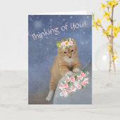 Sweet Kitten en Bloemen Kanker Ondersteuning Kaart (Gele Bloem)