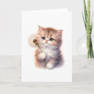 Sweet Kitten met Daisy - Schattige Blank Groet Kaart