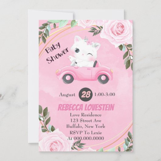 Sweet Kitten  Roze Baby shower van de auto-industr (Voorkant)