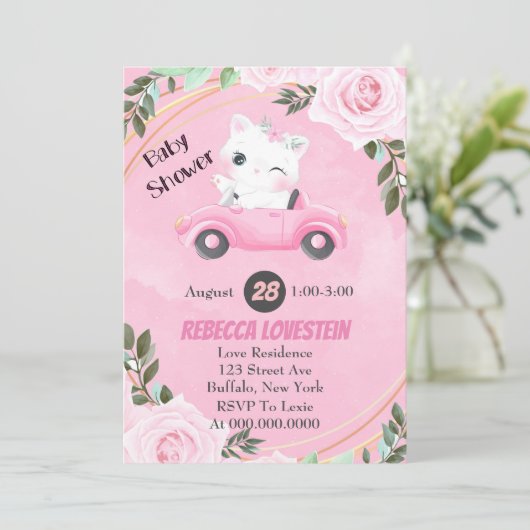 Sweet Kitten  Roze Baby shower van de auto-industr (Staand voorkant)