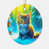 Sweet Kitten Spelen in de sneeuw Gepersonaliseerd Keramisch Ornament (Links)