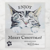 Sweet Kitten Winter Kerstwijn Etiket (Enkel label)