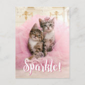 Sweet Kittens in Tiaras en Roze Sparkly Tutu Briefkaart (Voorkant)