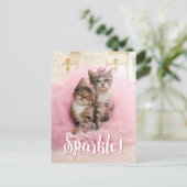 Sweet Kittens in Tiaras en Roze Sparkly Tutu Briefkaart (Staand voorkant)