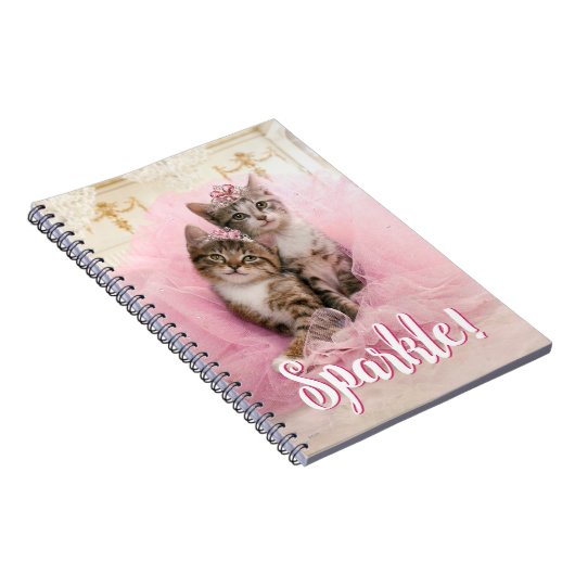 Sweet Kittens in Tiaras en Roze Sparkly Tutu Notitieboek (Rechterzijde)