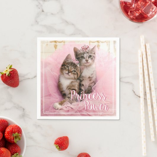 Sweet Kittens in Tiaras en Roze Sparkly Tutu Servetten (Insitu)