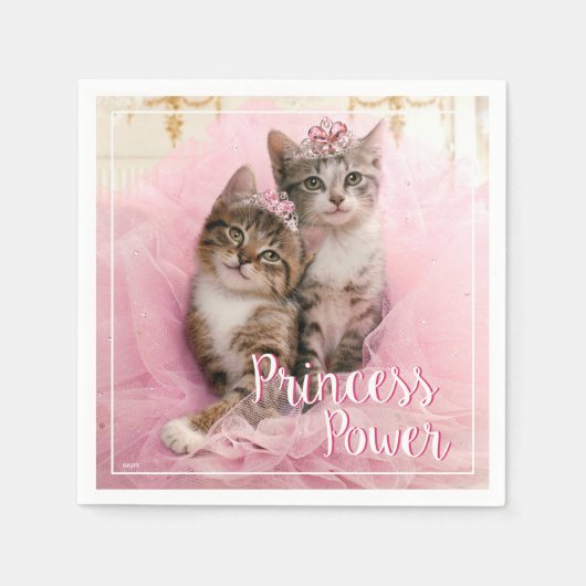 Sweet Kittens in Tiaras en Roze Sparkly Tutu Servetten (Voorkant)