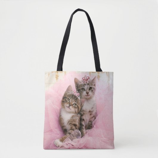 Sweet Kittens in Tiaras en Roze Sparkly Tutu Tote Bag (Voorkant)